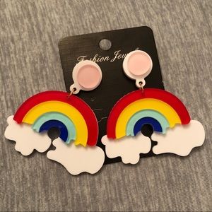 Rainbow Acrylic Resin Plastic Dangle Earrings